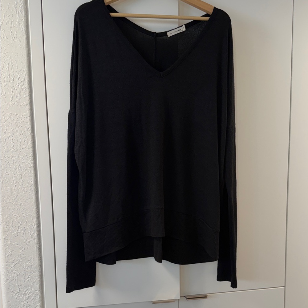 rag & bone Black V-Neck Lightweight Pullover